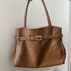 Vintage 100% Genuine Leather Brown Leather Shoulder Bag Made in France